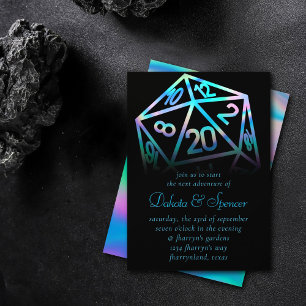 RPG Dice Holo Fantasy Retro Tabletop PnP Gamer Invitation