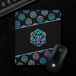 RPG Dice Holo Fantasy Retro Tabletop PnP Gamer Mouse Pad