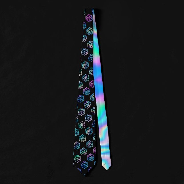 RPG Dice | Holo Fantasy Retro Tabletop PnP Gamer Neck Tie (Creator Uploaded)
