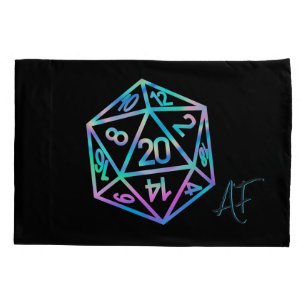 RPG Dice Holo Fantasy Retro Tabletop PnP Gamer Pillow Case