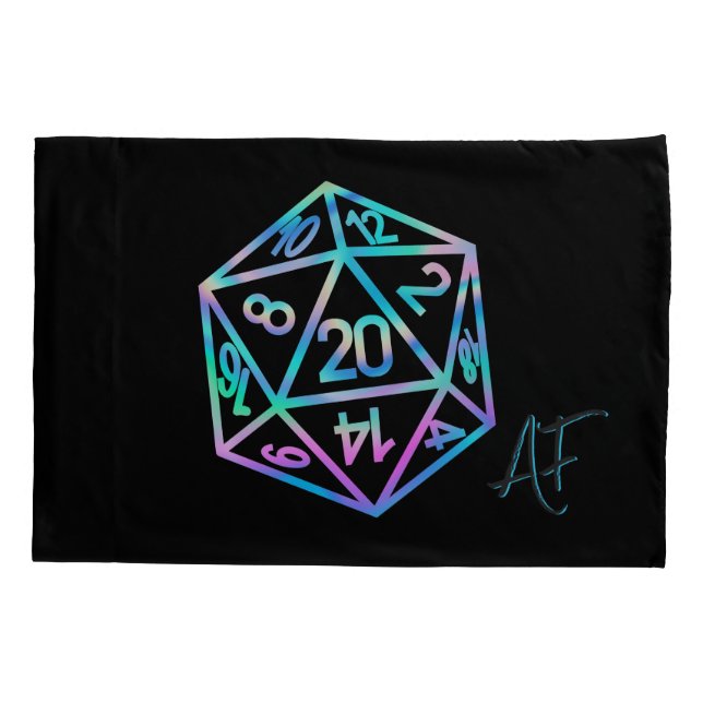 RPG Dice | Holo Fantasy Retro Tabletop PnP Gamer Pillow Case (Back)