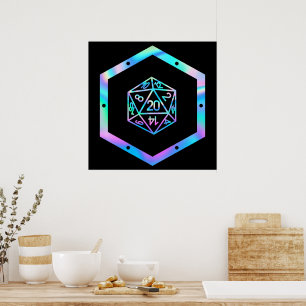 RPG Dice   Holo Fantasy Retro Tabletop PnP Gamer Poster