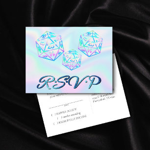 RPG Dice   Holo Fantasy Tabletop Gamer Event RSVP Invitation Postcard