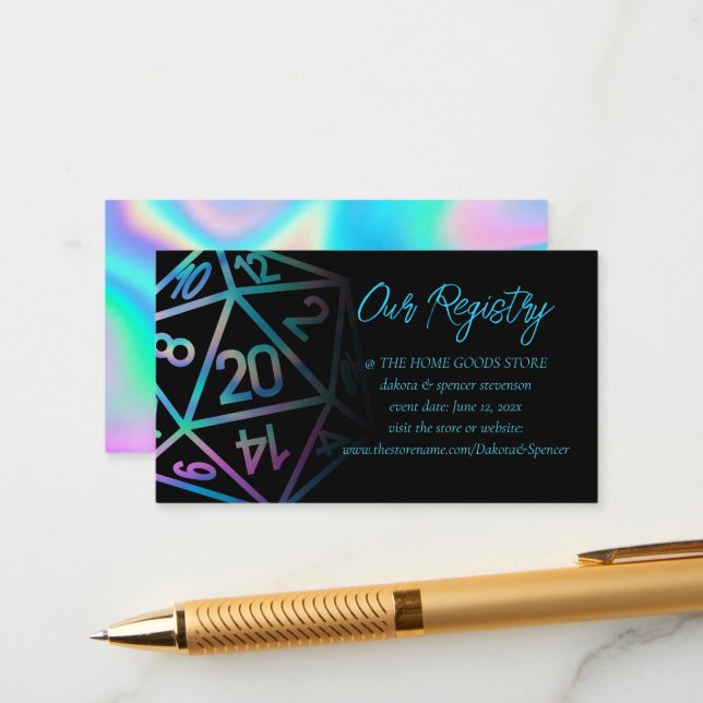 RPG Dice | Holo Fantasy Tabletop Gamer Registry Enclosure Card (Front/Back In Situ)