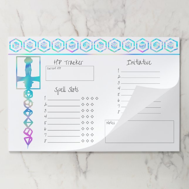 RPG Dice | Holo Fantasy Tabletop Gamer Session Paper Pad (Folded)