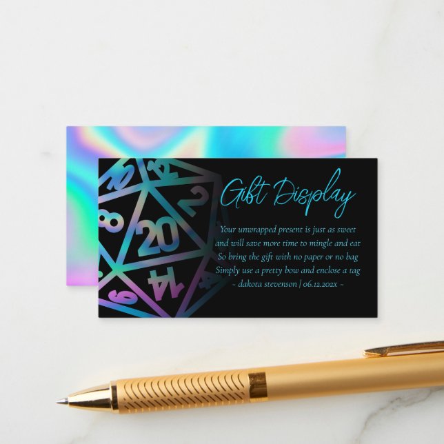 RPG Dice | Holo Fantasy Tabletop Gifts on Display Enclosure Card (Front/Back In Situ)