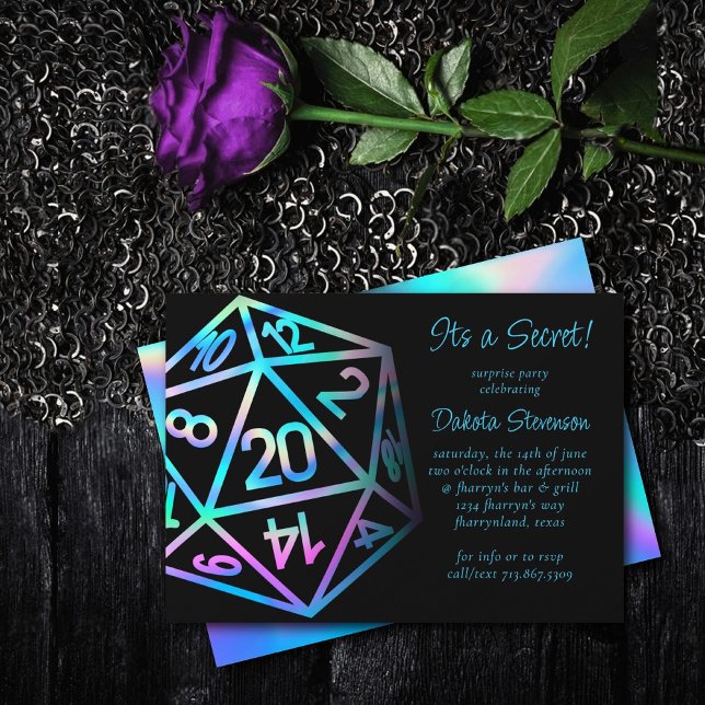 RPG Dice | Holo Fantasy Tabletop PnP Gamer Party Invitation (Creator Uploaded)
