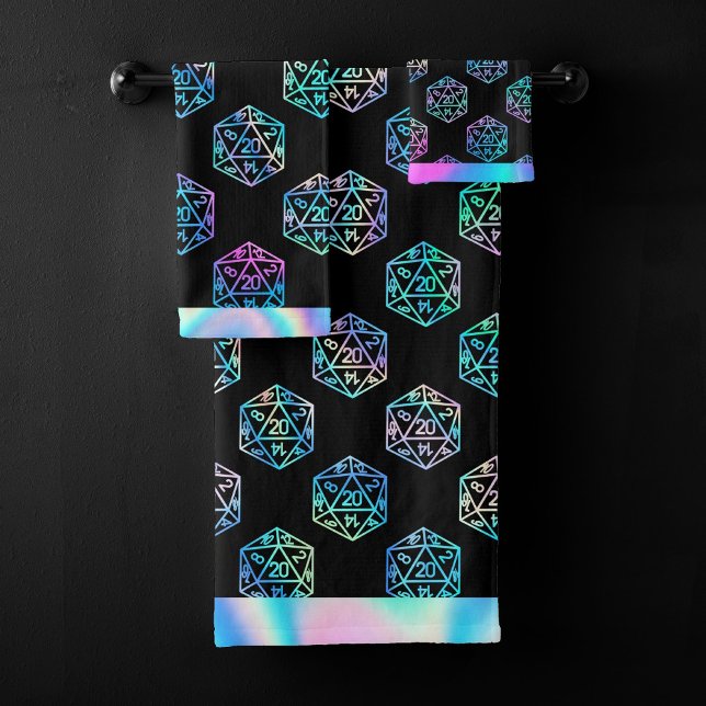 RPG Dice | Holo Old School Fantasy Tabletop Gamer Bath Towel Set (Creator Uploaded)