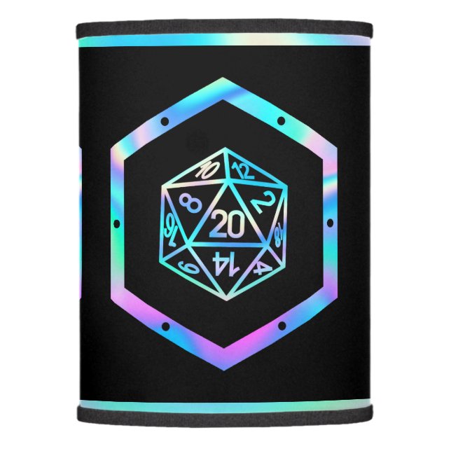RPG Dice | Holo Old School Tabletop PnP Roleplayer Lamp Shade (Front)