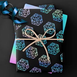 RPG Dice   Holo Old School Tabletop PnP Roleplayer Wrapping Paper Sheets
