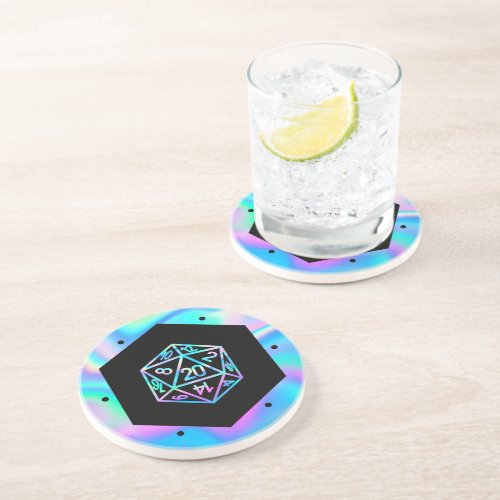 RPG Dice  Holo Retro Fantasy Tabletop PnP Gamer Coaster