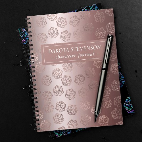 RPG Dice  Mauve Luxury Sheen PnP Gamer Character Notebook