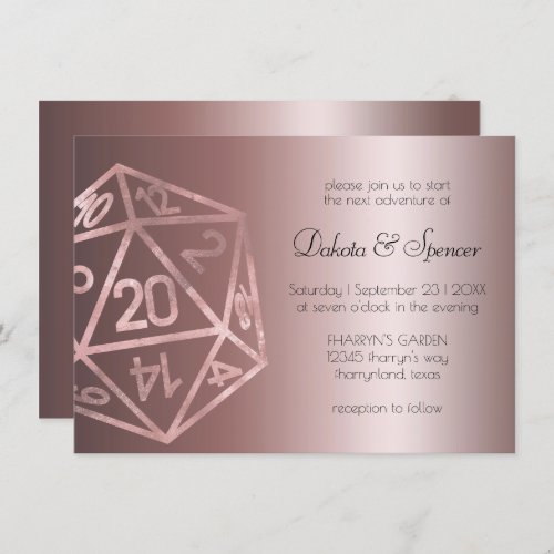 RPG Dice  Mauve Luxury Sheen Tabletop Roleplayer Invitation