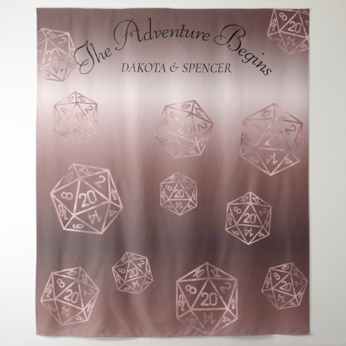 RPG Dice  Mauve Pink Luxury Sheen Photo Booth Tapestry