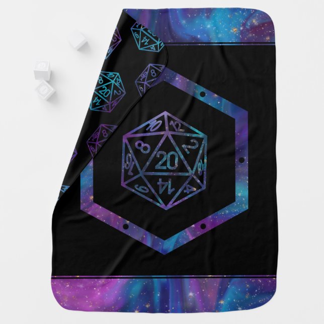 RPG Dice | Nebula Fantasy Retro Tabletop PnP Gamer Baby Blanket (In Situ)