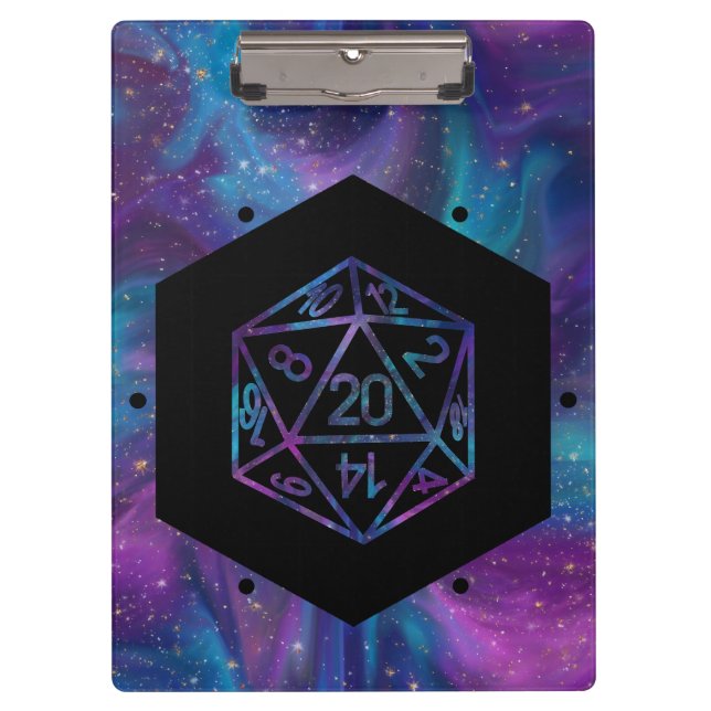 RPG Dice | Nebula Fantasy Retro Tabletop PnP Gamer Clipboard (Front)