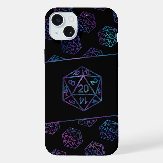 RPG Dice | Nebula Fantasy Retro Tabletop PnP Gamer iPhone Case (Back)