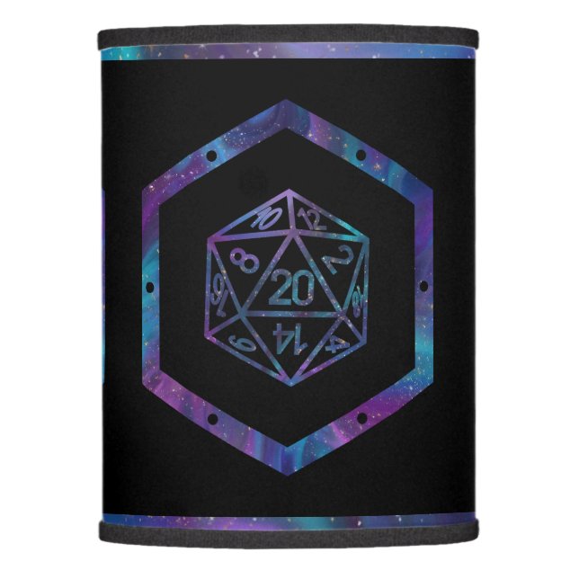 RPG Dice | Nebula Fantasy Retro Tabletop PnP Gamer Lamp Shade (Front)