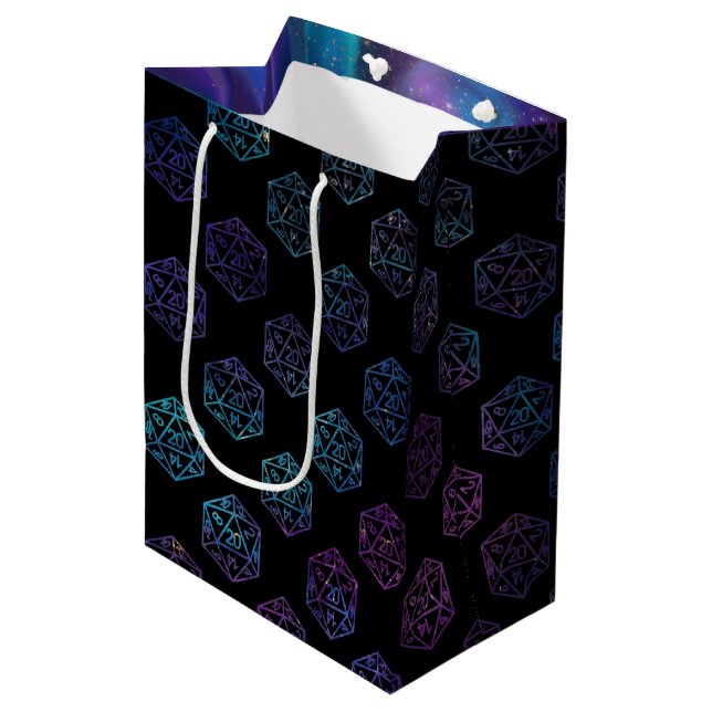RPG Dice | Nebula Fantasy Retro Tabletop PnP Gamer Medium Gift Bag (Front Angled)