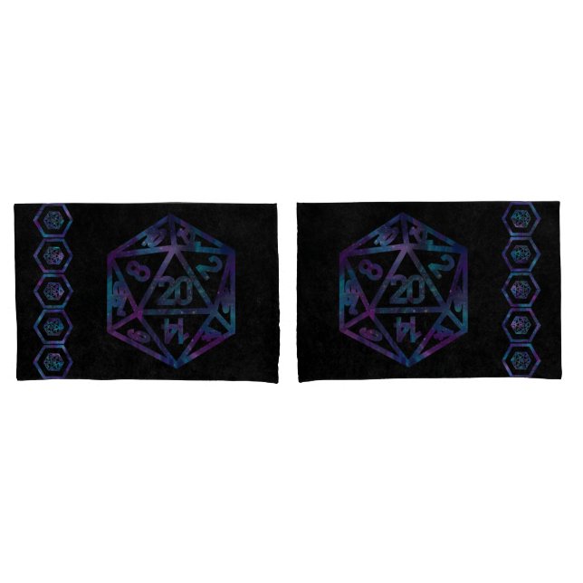 RPG Dice | Nebula Fantasy Retro Tabletop PnP Gamer Pillow Case (Front-Set)