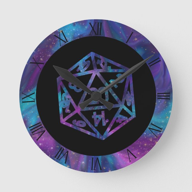 RPG Dice | Nebula Fantasy Retro Tabletop PnP Gamer Round Clock (Front)