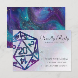 RPG Dice Nebula Fantasy Retro Tabletop PnP Gamer RSVP Card
