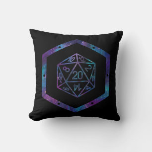 RPG Dice   Nebula Fantasy Retro Tabletop PnP Gamer Throw Pillow