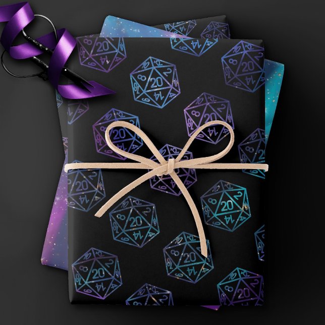 RPG Dice | Nebula Fantasy Retro Tabletop PnP Gamer Wrapping Paper Sheets (Creator Uploaded)