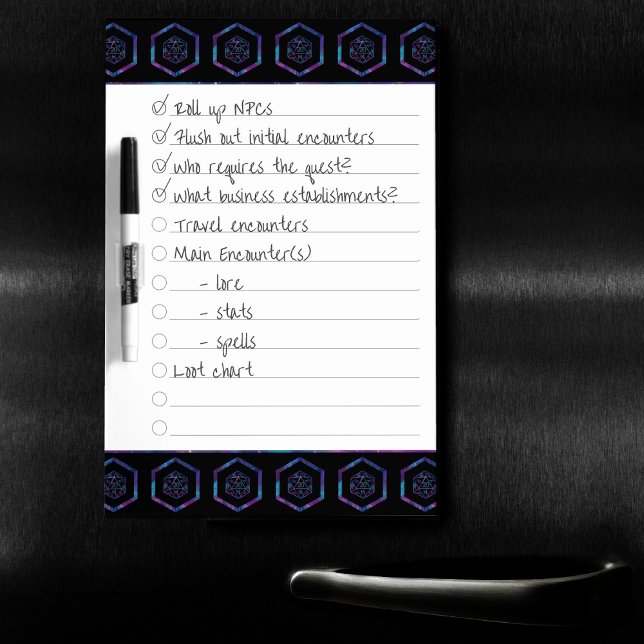 RPG Dice | Nebula Fantasy Tabletop Gamer Checklist Dry Erase Board (Creator Uploaded)