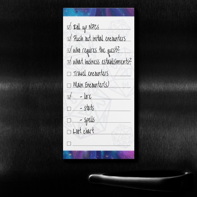 RPG Dice | Nebula Fantasy Tabletop Gamer Checklist Magnetic Notepad (Creator Uploaded)