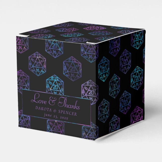 RPG Dice | Nebula Fantasy Tabletop Gamer Custom Favor Boxes (Front Side)