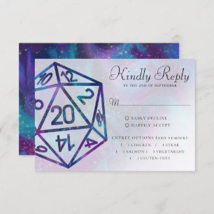 RPG Dice Nebula Fantasy Tabletop Gamer Entree RSVP Card