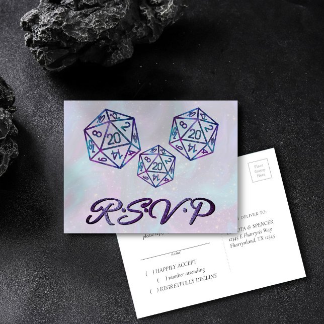 RPG Dice | Nebula Fantasy Tabletop Gamer RSVP Invitation Postcard (Creator Uploaded)