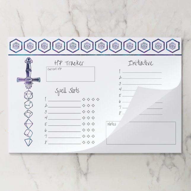 RPG Dice | Nebula Fantasy Tabletop Gamer Session Paper Pad (Folded)