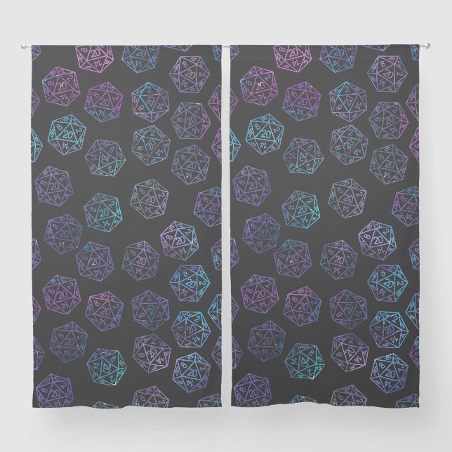 RPG Dice | Nebula Fantasy Tabletop Retro PnP Gamer Sheer Curtains (Pair)