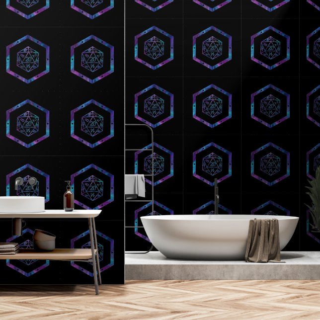 RPG Dice | Nebula Fantasy Tabletop Retro PnP Gamer Wallpaper (Bathroom)