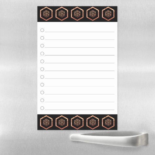 RPG Dice  Orange Tabletop Roleplayer Checklist Magnetic Dry Erase Sheet