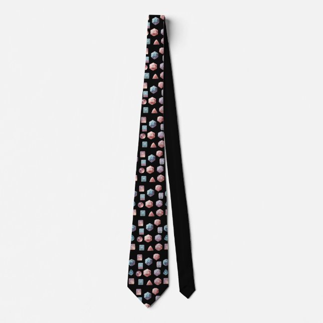 RPG Dice Patterned Black Neck Tie (Front)