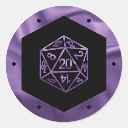 RPG Dice  Purple Fantasy PnP Tabletop Role Player Classic Round Sticker