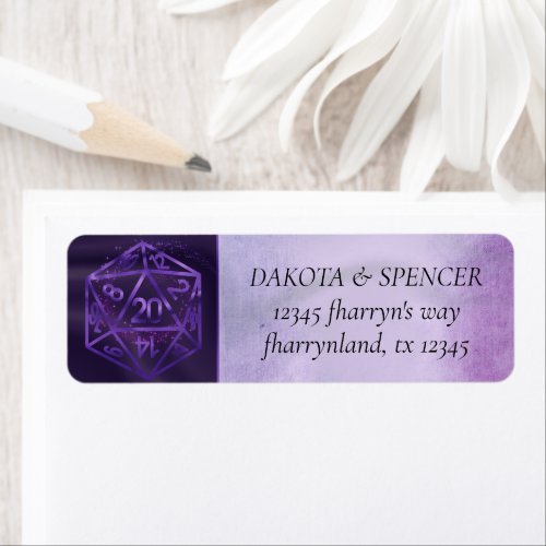 RPG Dice  Purple Fantasy Tabletop Gamer Address Label