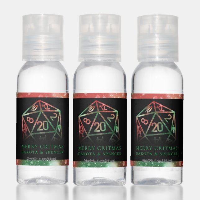 RPG Dice | Red and Green Fantasy Tabletop Gamer Hand Sanitizer (Set)