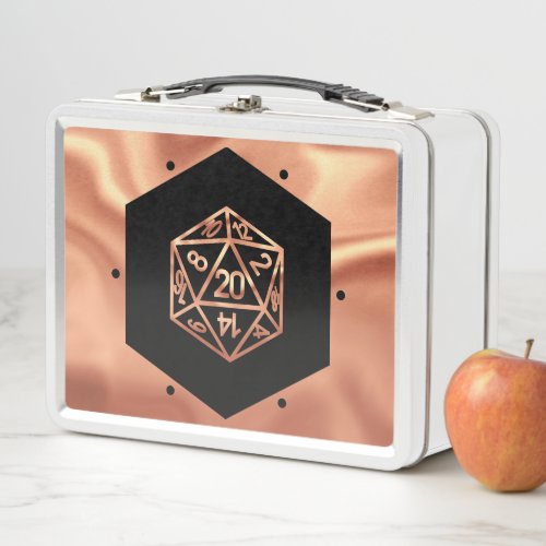 RPG Dice  Rosegold Fantasy Tabletop Roleplayer Metal Lunch Box