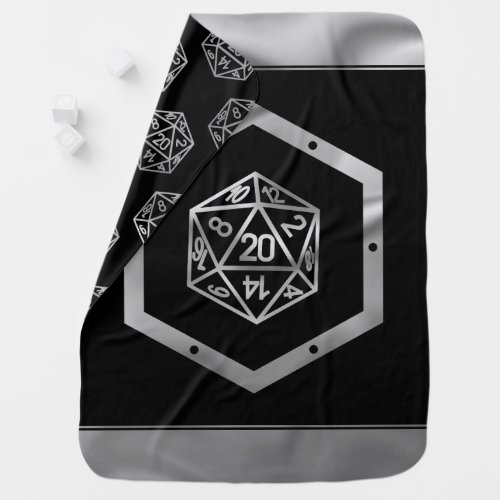 RPG Dice  Silver Fantasy Tabletop PnP Role Player Baby Blanket