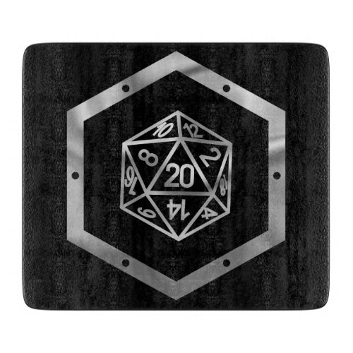 RPG Dice  Silver Fantasy Tabletop PnP Role Player Cutting Board