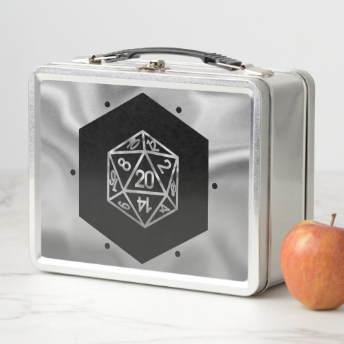 RPG Dice  Silver Fantasy Tabletop PnP Role Player Metal Lunch Box