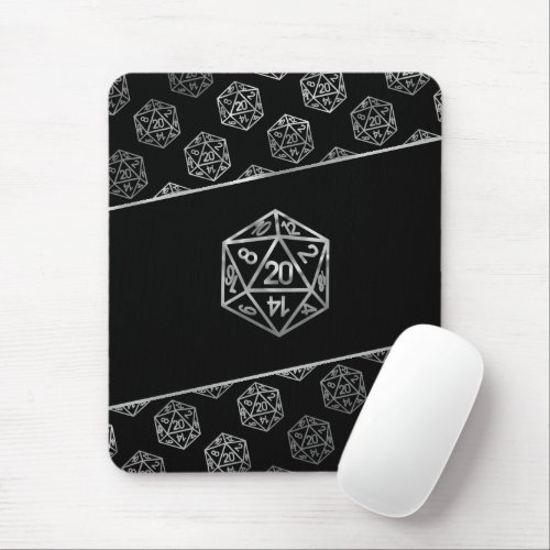 RPG Dice  Silver Fantasy Tabletop PnP Role Player Mouse Pad