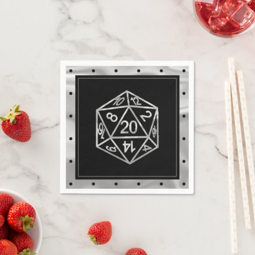 RPG Dice  Silver Fantasy Tabletop PnP Role Player Napkins