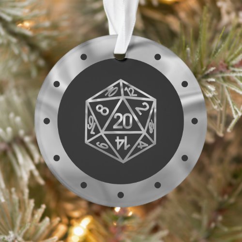 RPG Dice  Silver Fantasy Tabletop PnP Role Player Ornament