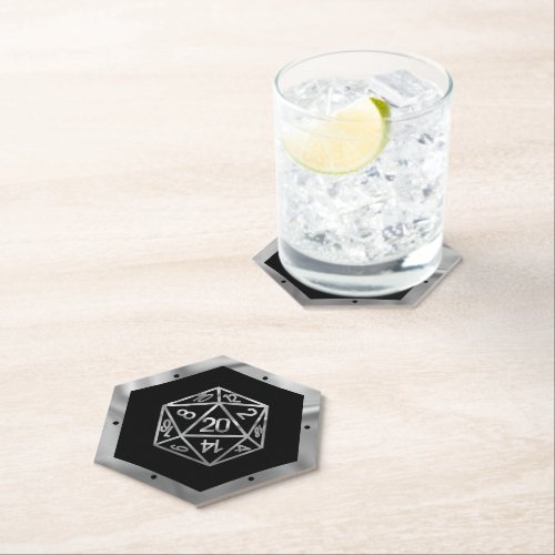 RPG Dice  Silver Fantasy Tabletop PnP Role Player Paper Coaster