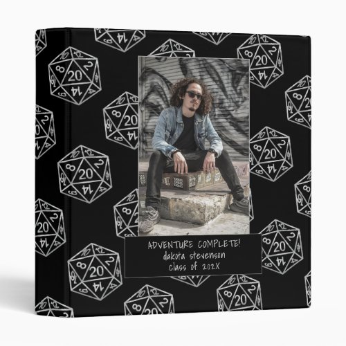 RPG Dice  Silver Tabletop Gamer Graduation Photo 3 Ring Binder